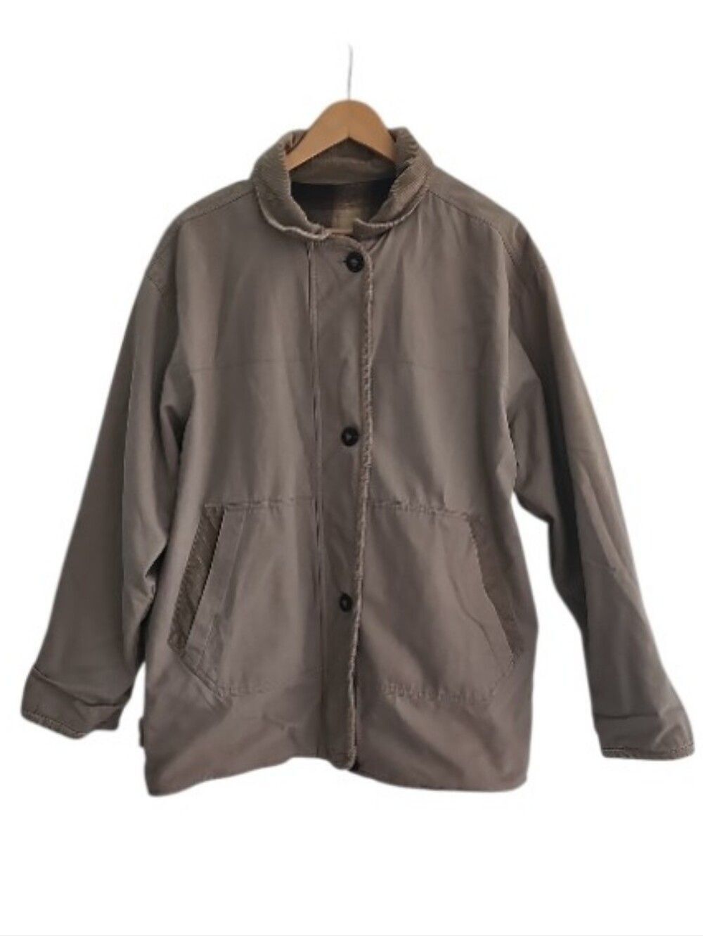Brandon Thomas Reversible Jacket Men M Plaid Flannel Barn Coat Tan Cotton